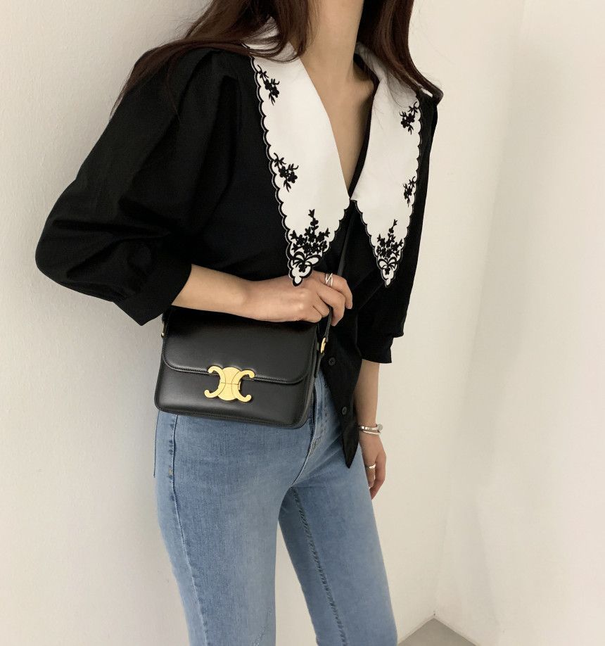 Cossita - Blouse met kraag en elleboogmouwen