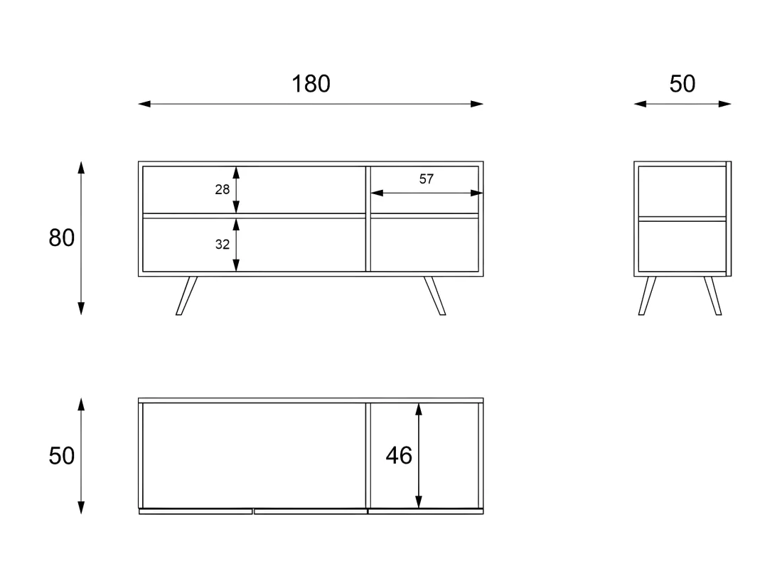 Ginger Buffet 3 portes (180 x 80 H cm) en Mélamine Blanc