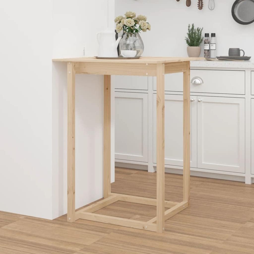 Bartisch 80x80x110 cm Massivholz Kiefer Bartisch, Bistrotisch Bartheke für Hausbar, Wohnzimmer und Esszimme ZV1175570