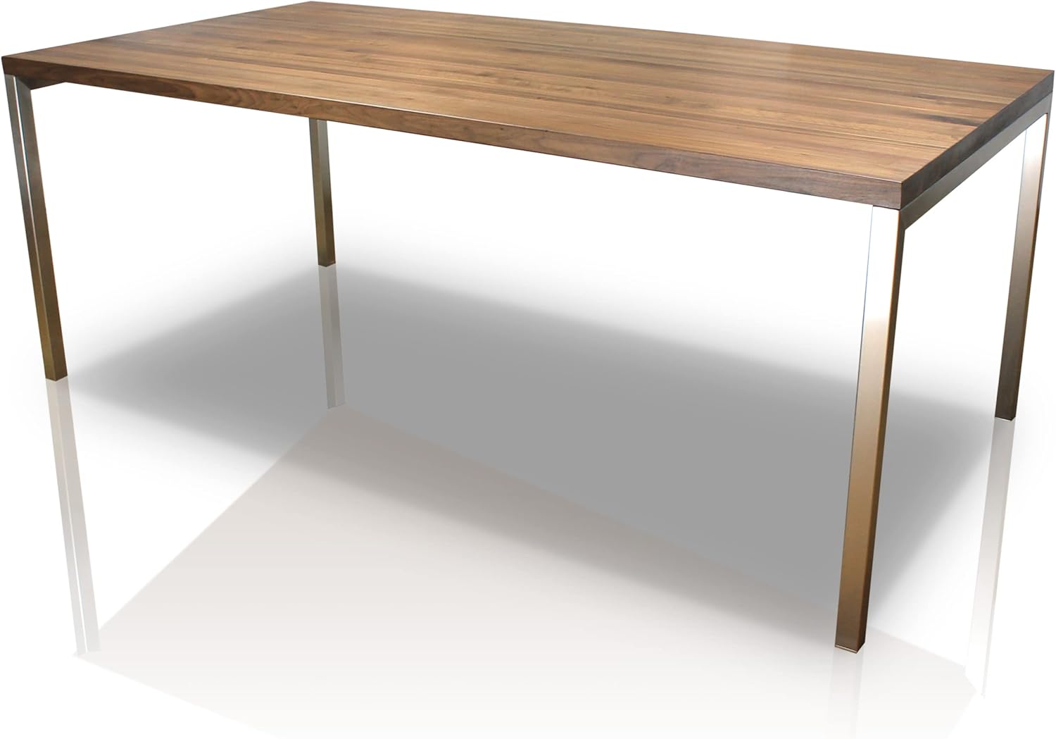 Esstisch Nussbaum amerik. massiv Paris 180 x 90 cm, Designer Tisch Massivholz mit Edelstahl Tischgestell, Holztisch Metall Stahl, Premium Esstisch, Design Esstisch Exklusiv !