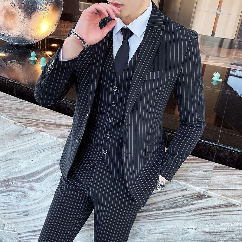 Bay Go Mall - Set: Gestreepte blazer + vest + pantalon