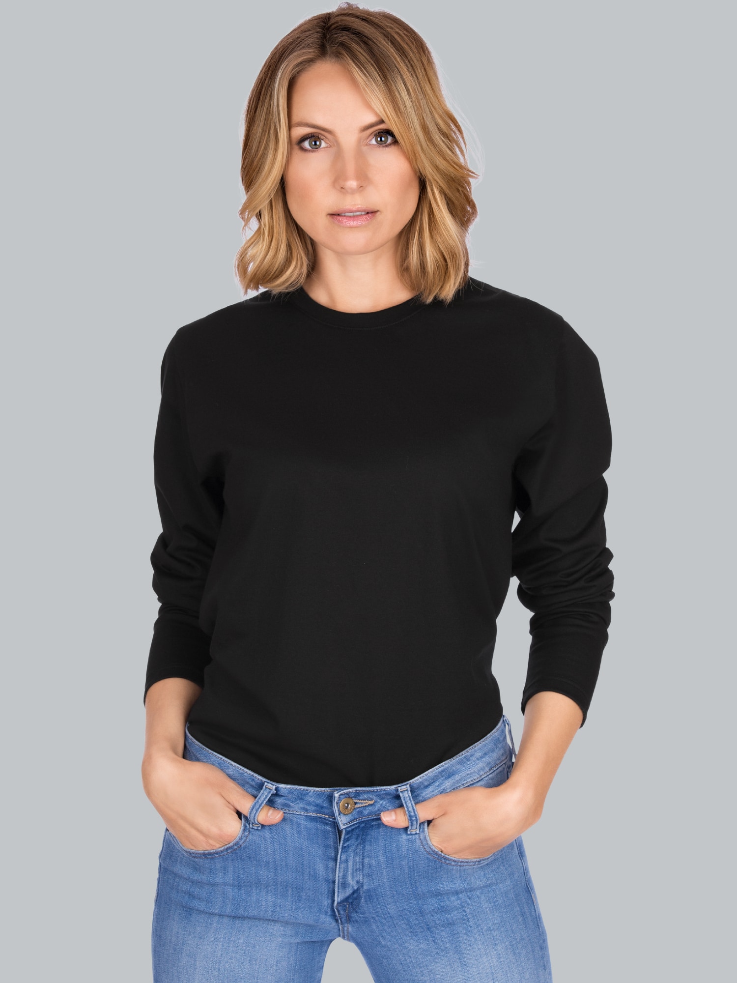 Langarmshirt aus 100% Baumwolle Schwarz
