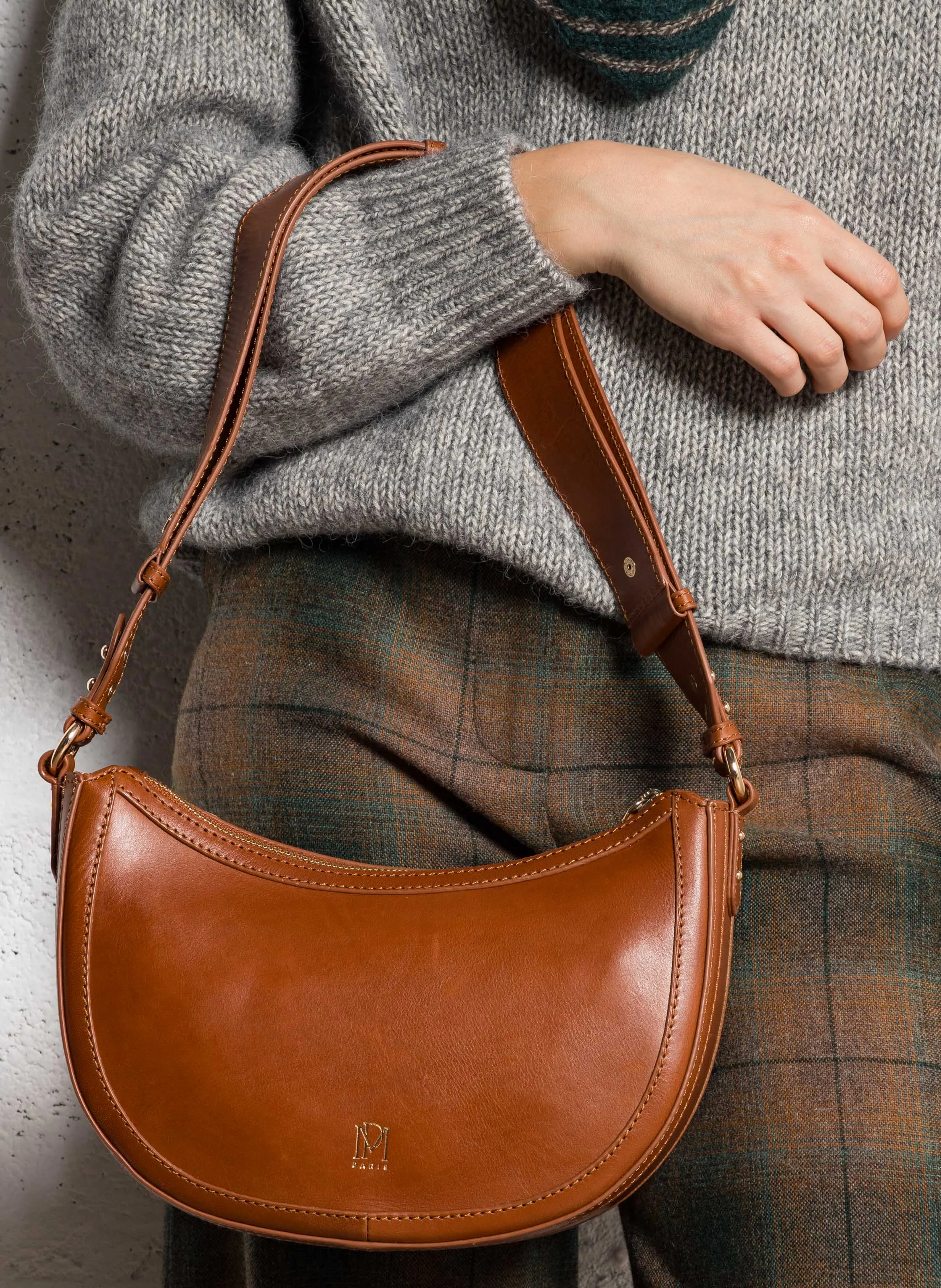 SAULA - Petit sac bandoulière en cuir | Marron