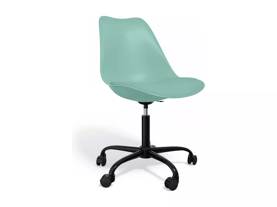 Chaise de bureau avec roulettes - Chaise de bureau pivotante - Structure noire Tulip Vert pastel