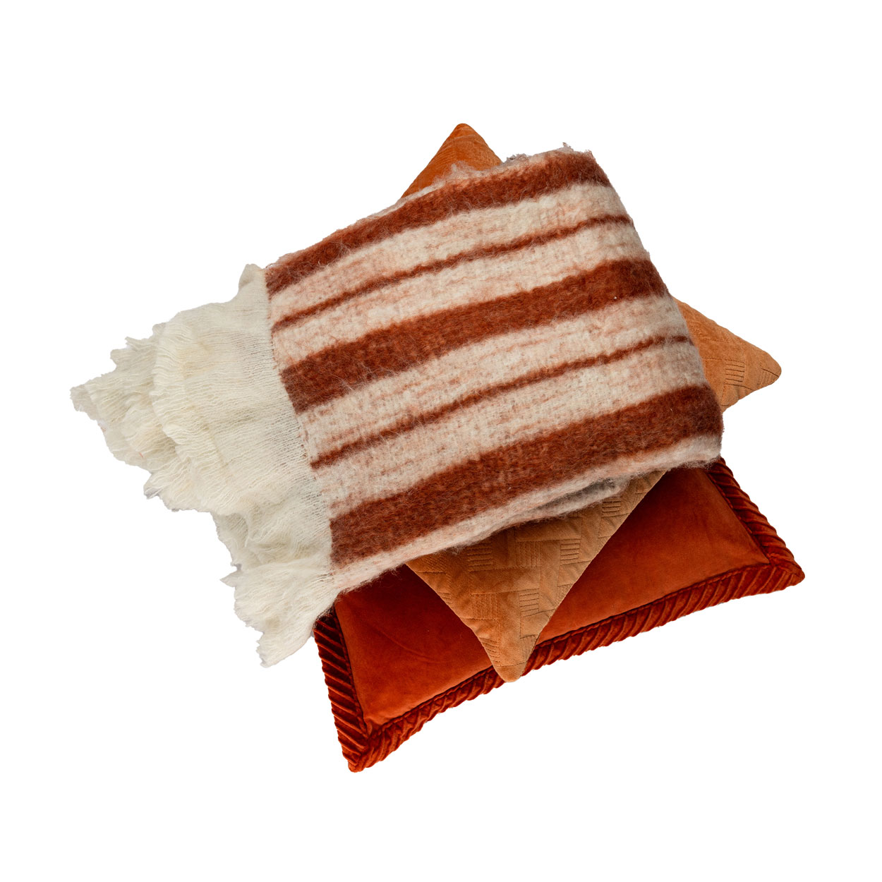 Kussen velours Grids orangebrass