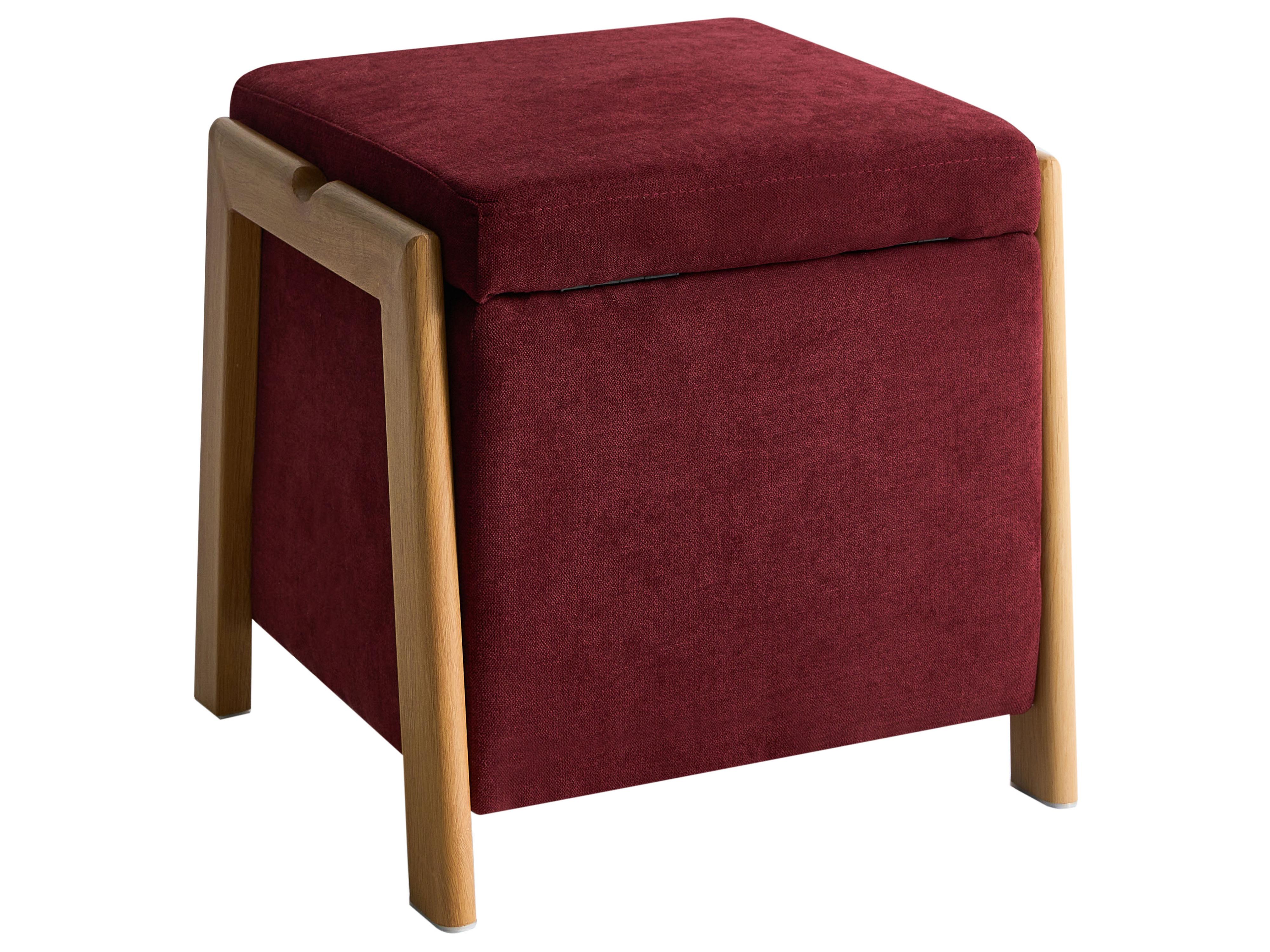 Poef met opbergruimte EDLAND Stof 45 cm 43 cm Bordeauxrood