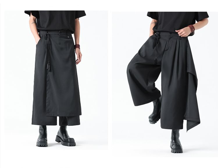 Lefitt - Lage rok met overlay en wijde pijpen
