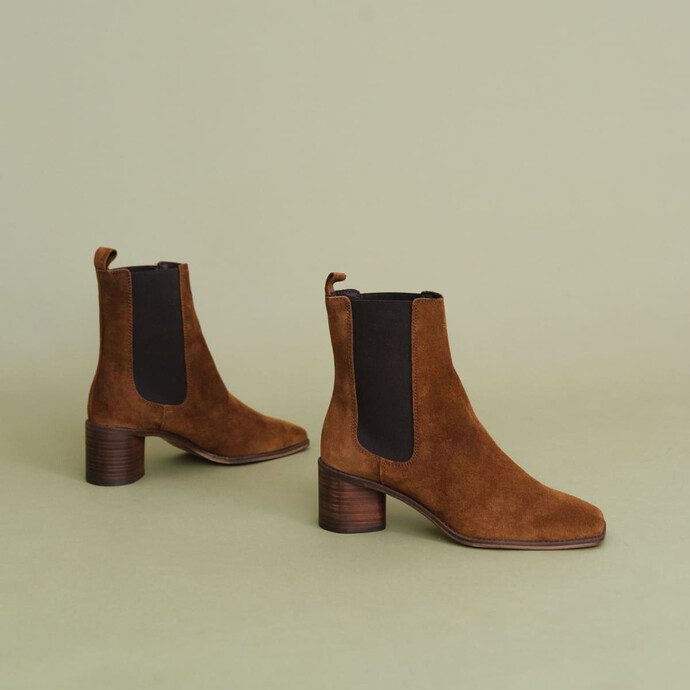 Bottines à talons  en croute cognac