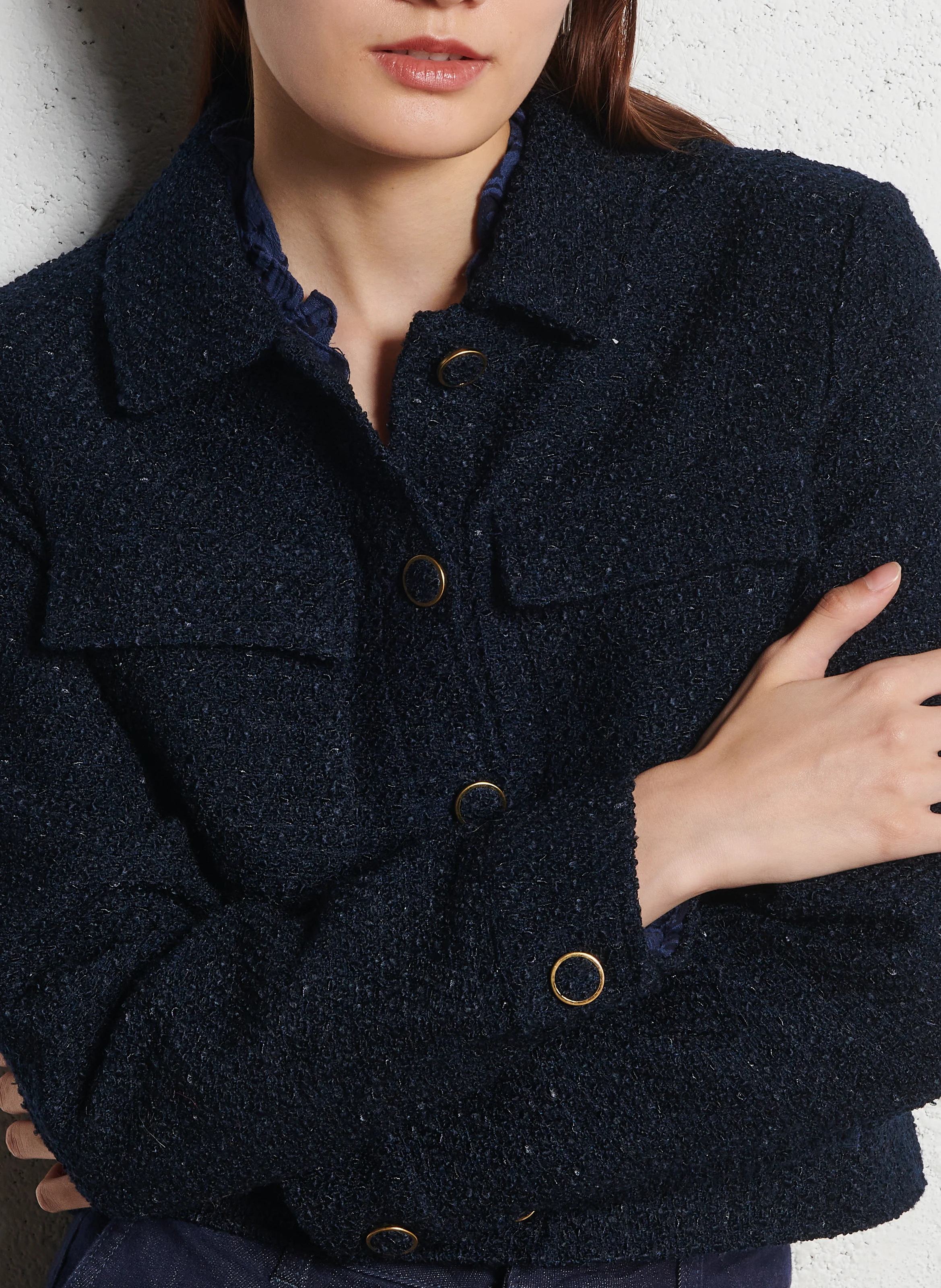 VIRGINA - Veste courte en tweed | Bleu