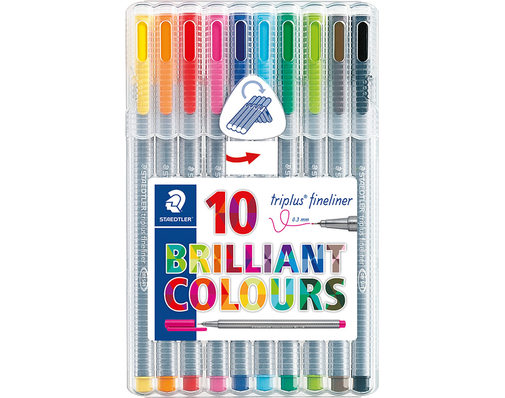 CANETA TRIPLUS STAEDTLER FINELINER PACK 10 UNIDADES