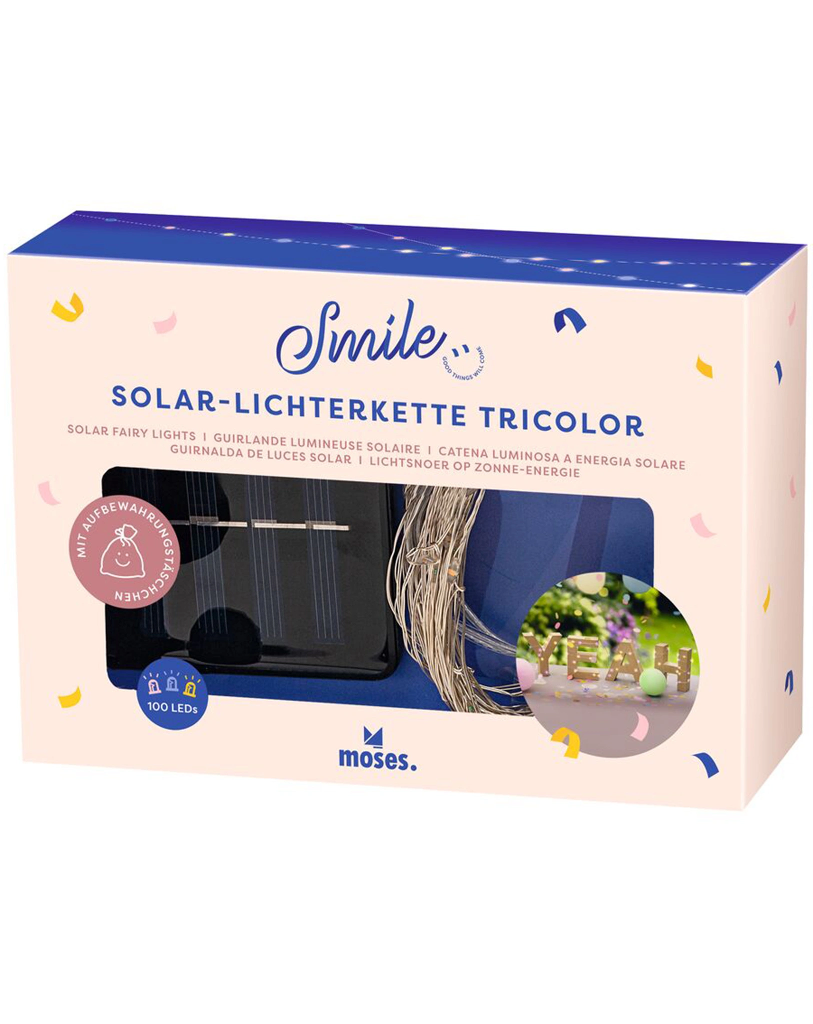 Solar-Lichterkette SMILE - TRICOLOR