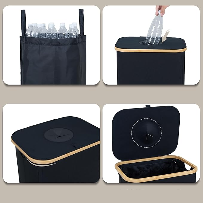 (720x445mm) Oxford Pfandflaschen Organizer Recycling Behälter PET Flaschen Sammler mit Herausnehmbarem Beutel - Schwarz