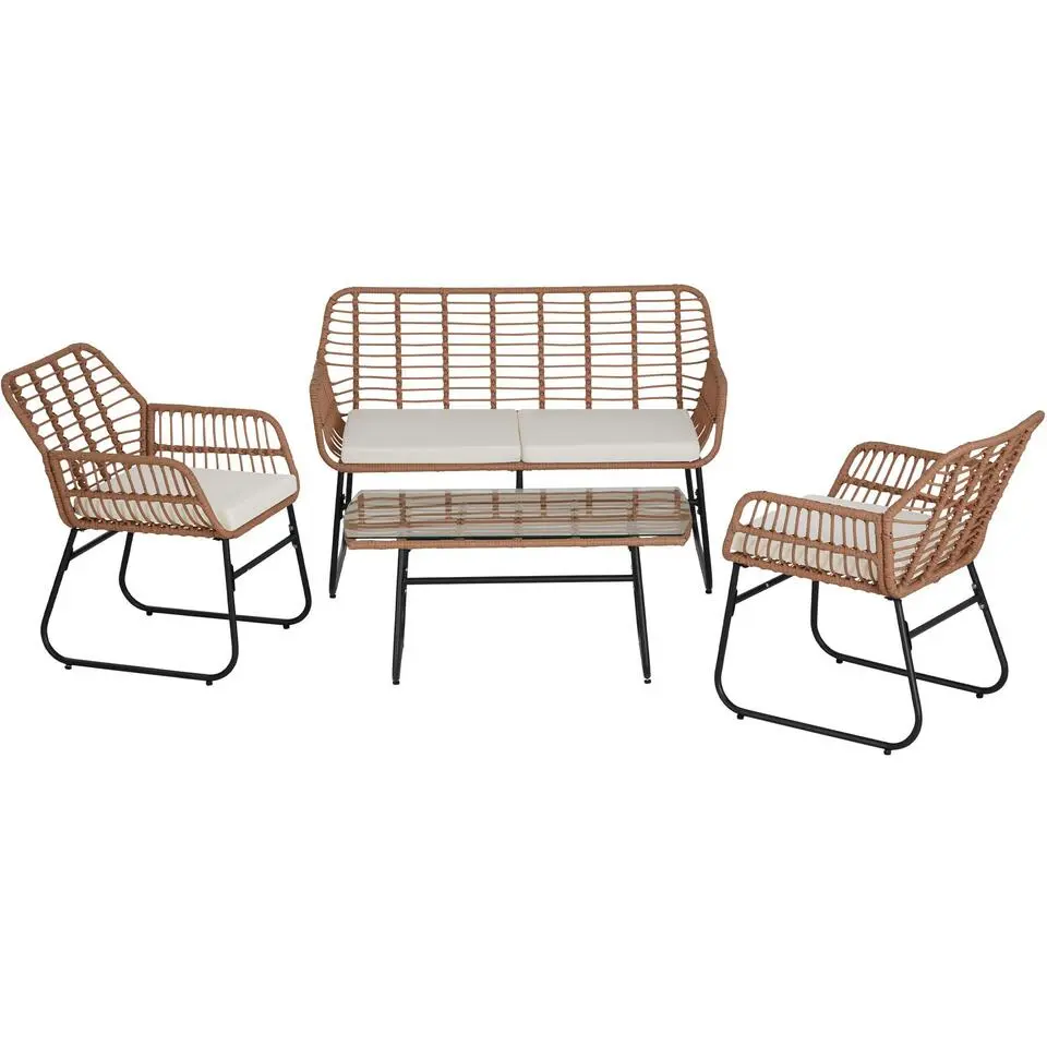 tectake Wicker zitgroep Molfetta XL voor 4 personen, Natuur