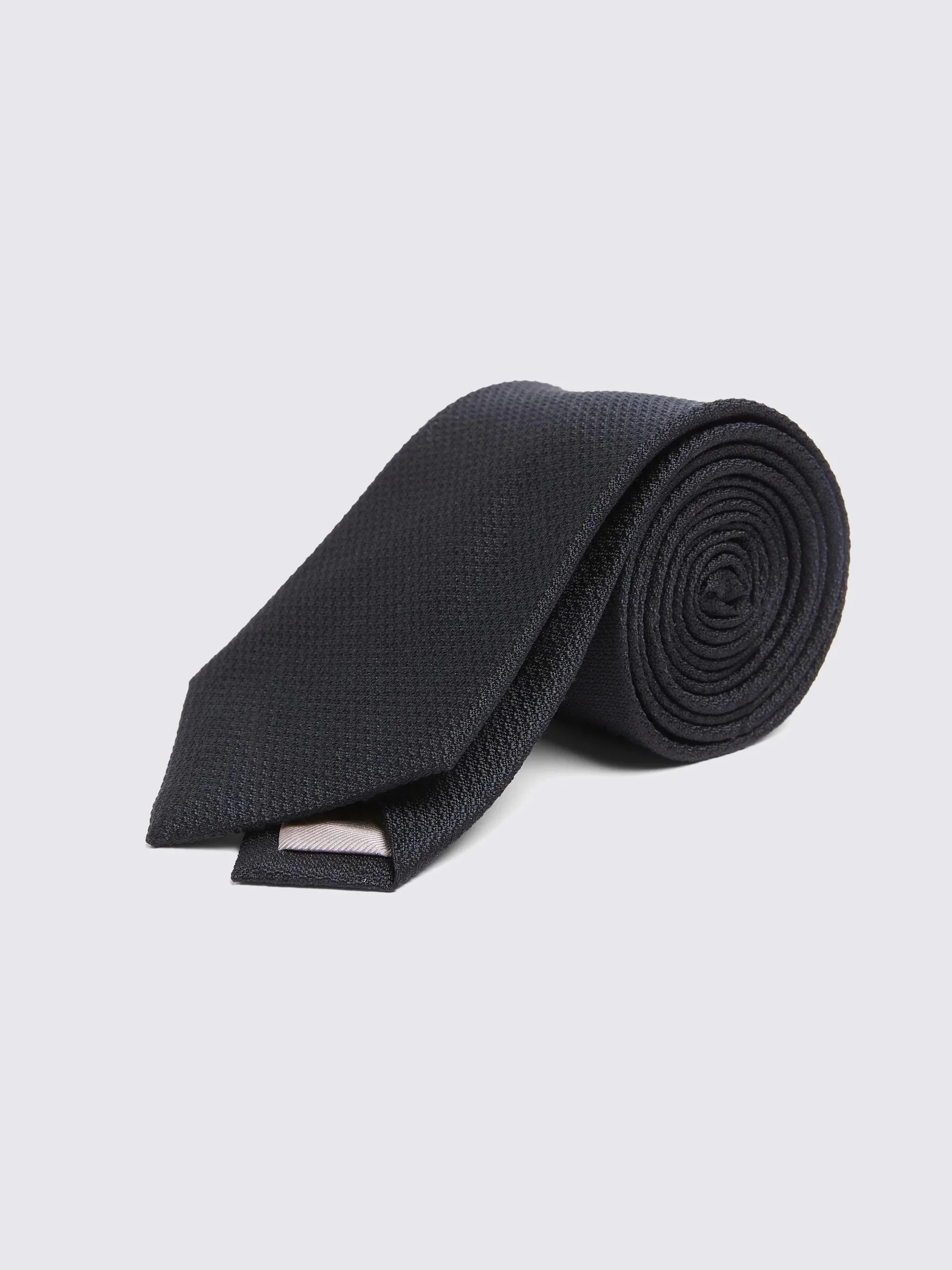 Zwart - MOSS Silk Semi Plain Tie