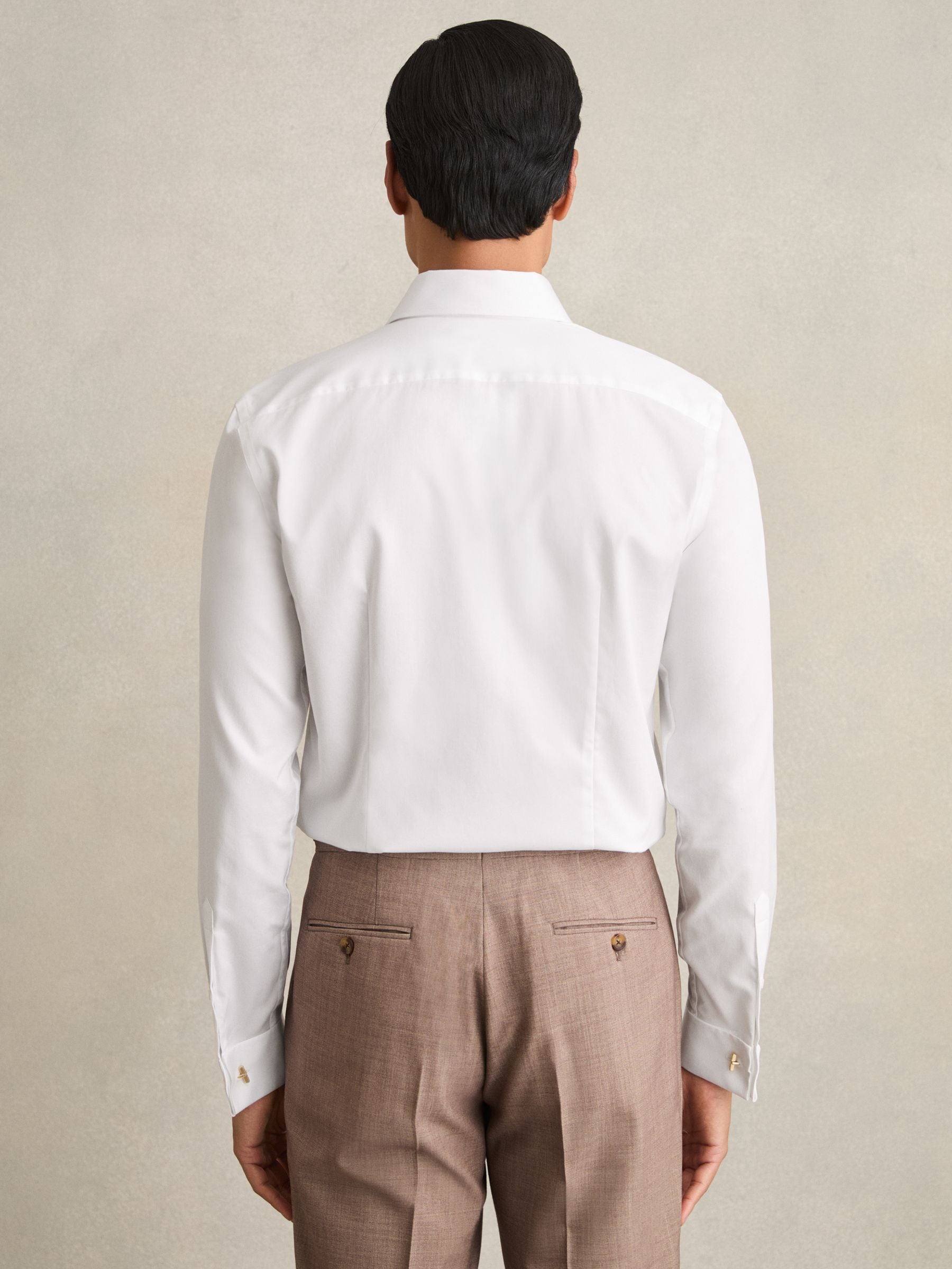 Wit - Slim Fit - Reiss Remote Double Cuff Cotton-Sateen Shirt