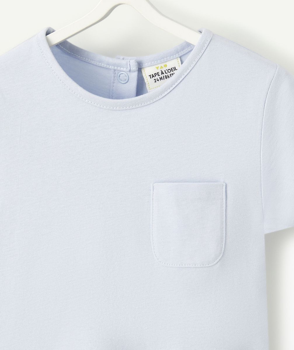T-SHIRT BÉBÉ FILLE EN COTON BIO BLEU PÂLE