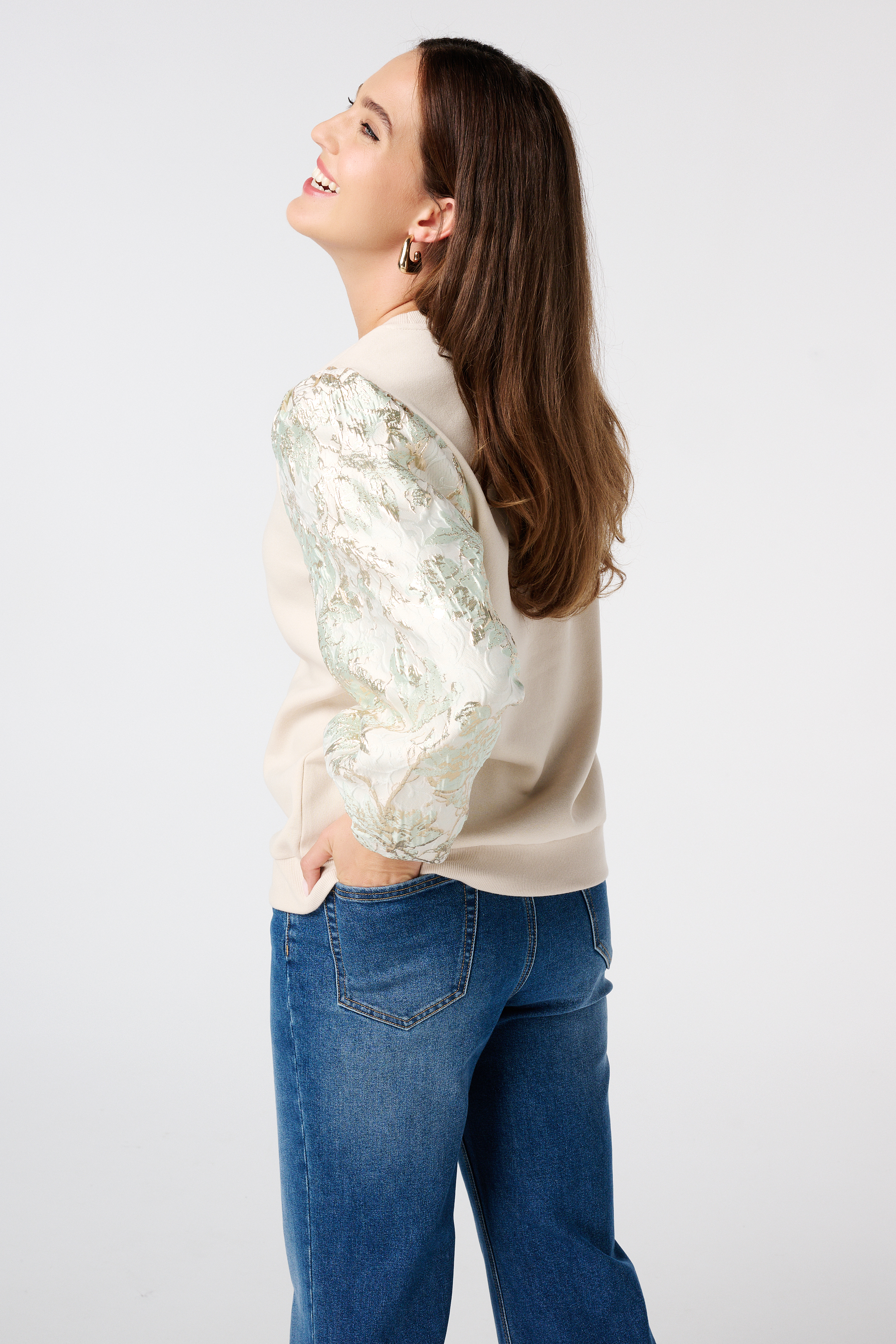 Sweater met jacquard mouwen Kit