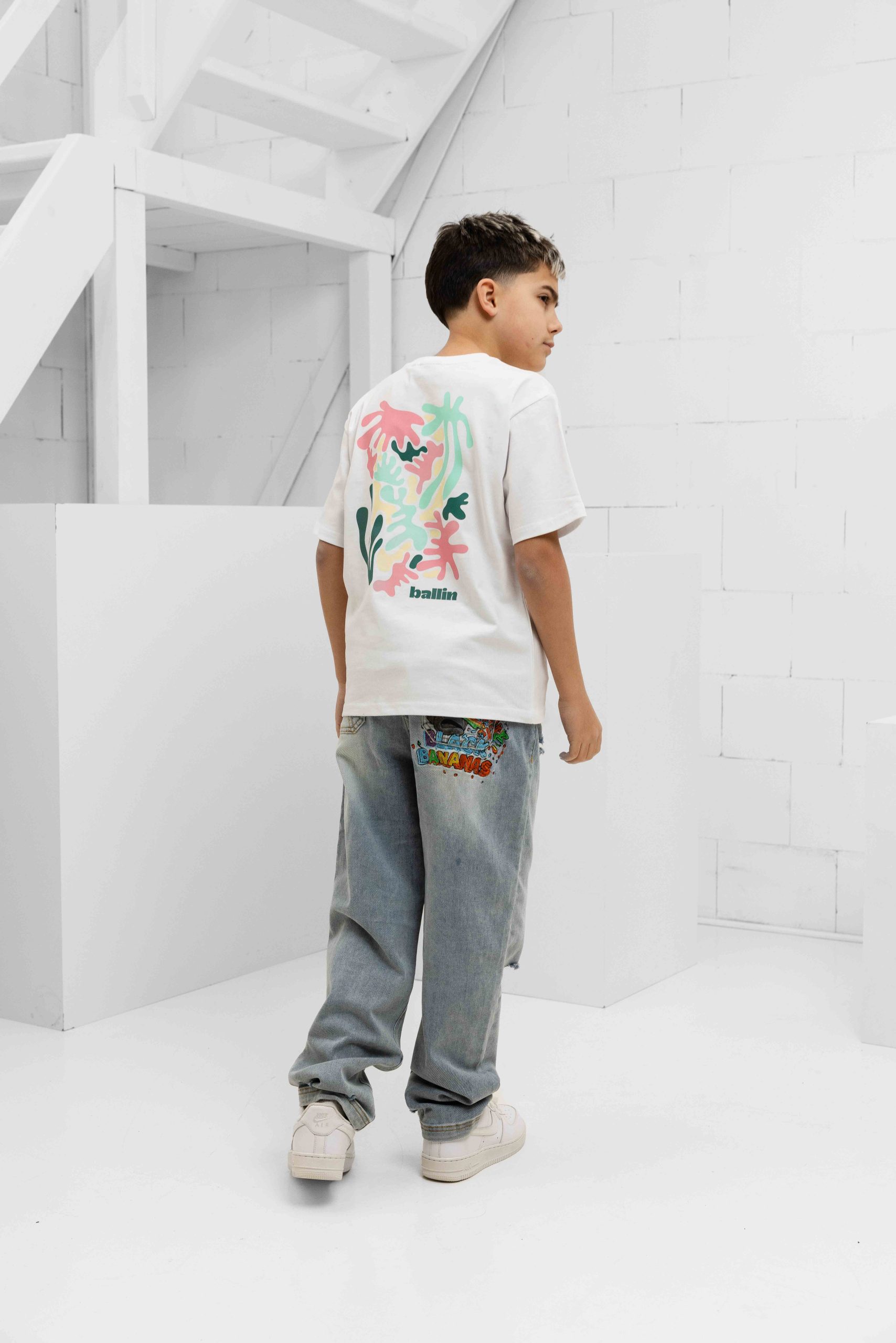 Ballin Amsterdam Abstract Sea Creatures T-Shirt Kids Wit