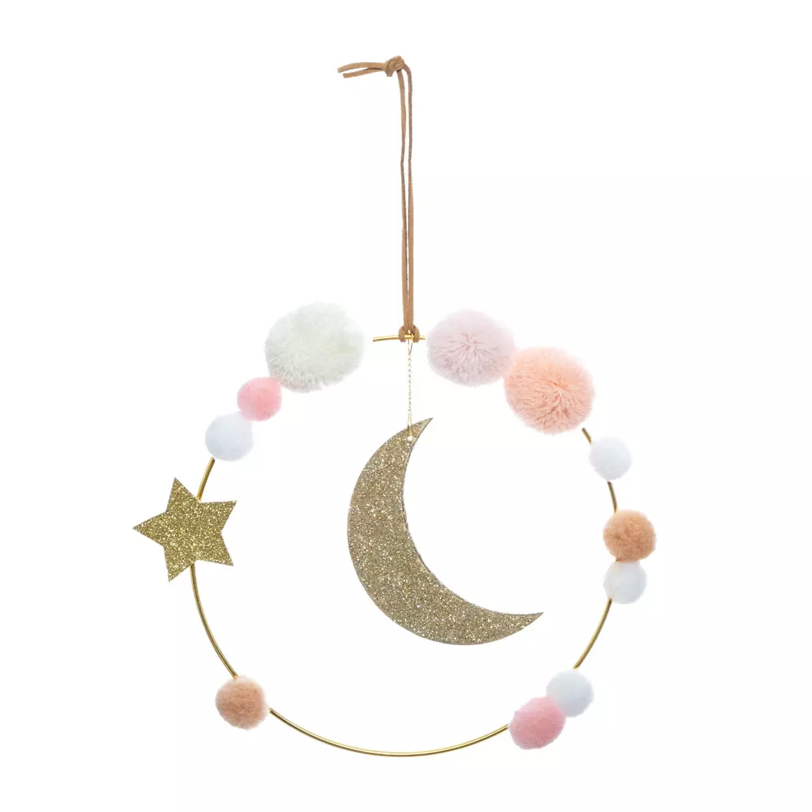 Décoration murale enfant métal (H21.5 cm) Lune Rose