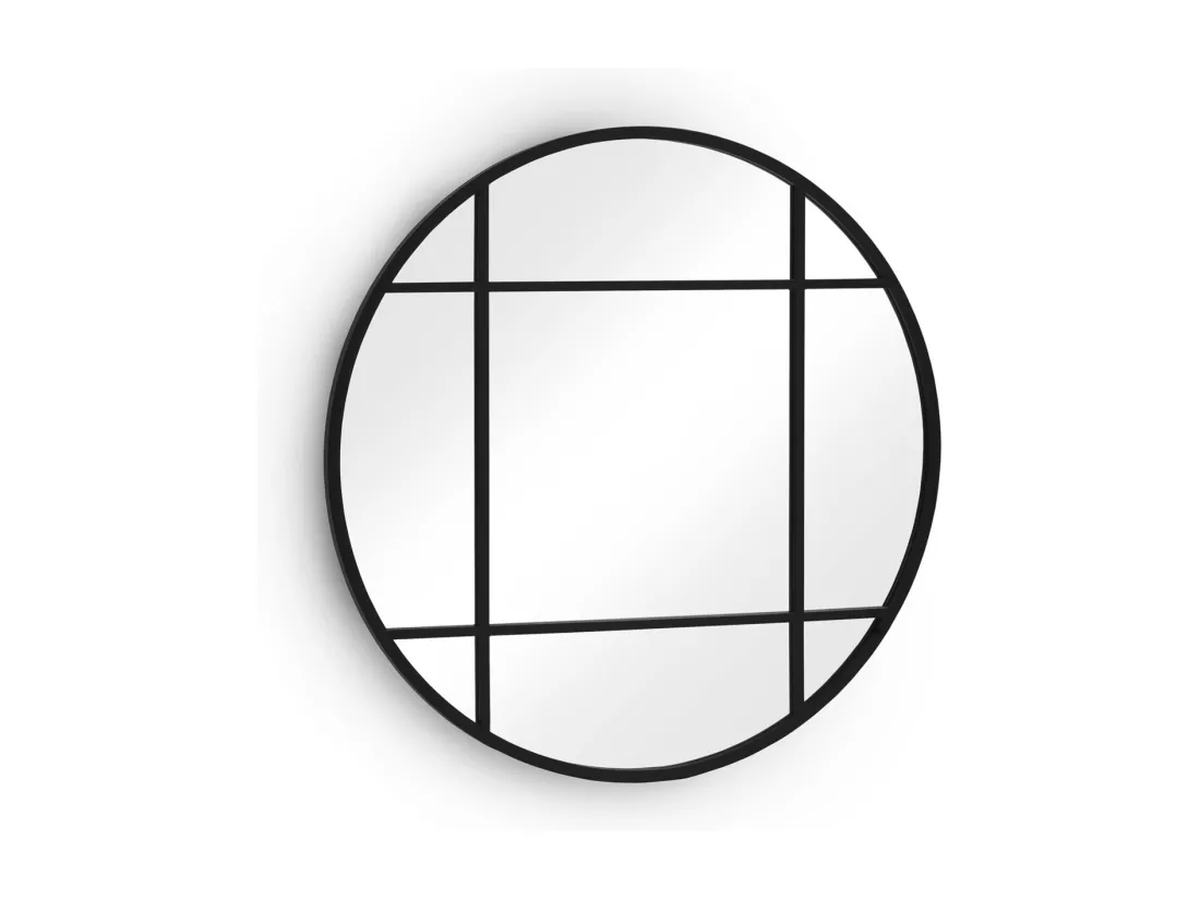 Miroir rond diamètre 80 avec encadrement en métal noir