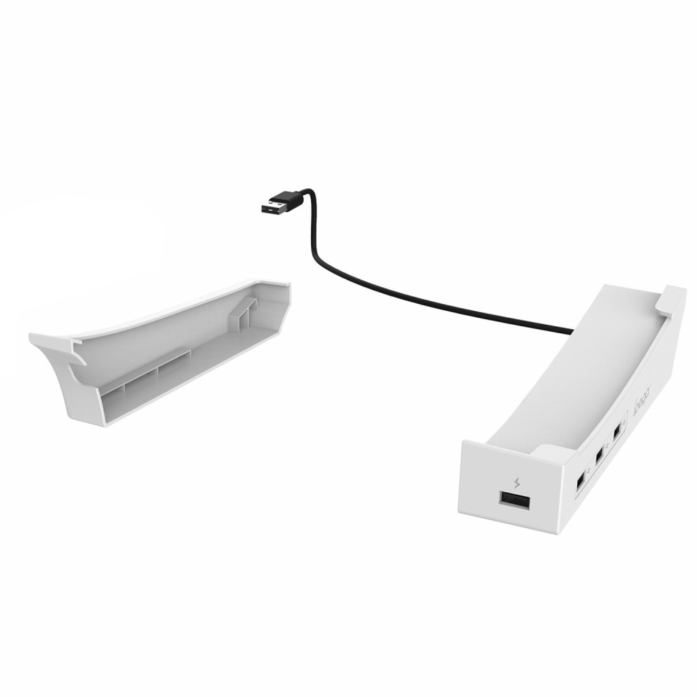 Sony PlayStation PS5 Slim Halterung mit 4x USB A Multiport Erweiterung für die Konsole - Weiss