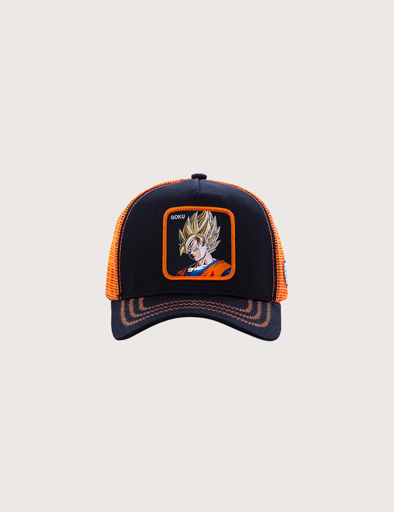 CAPSLAB CASQUETTE TRUCKER ENFANT SUPER SAYAN GOKU NOIR ORANGE