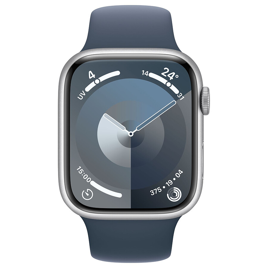 Apple Watch Series 9 GPS + Cellular - Aluminium Argent - Bracelet Sport Band Bleu - 41 mm - Taille S/M