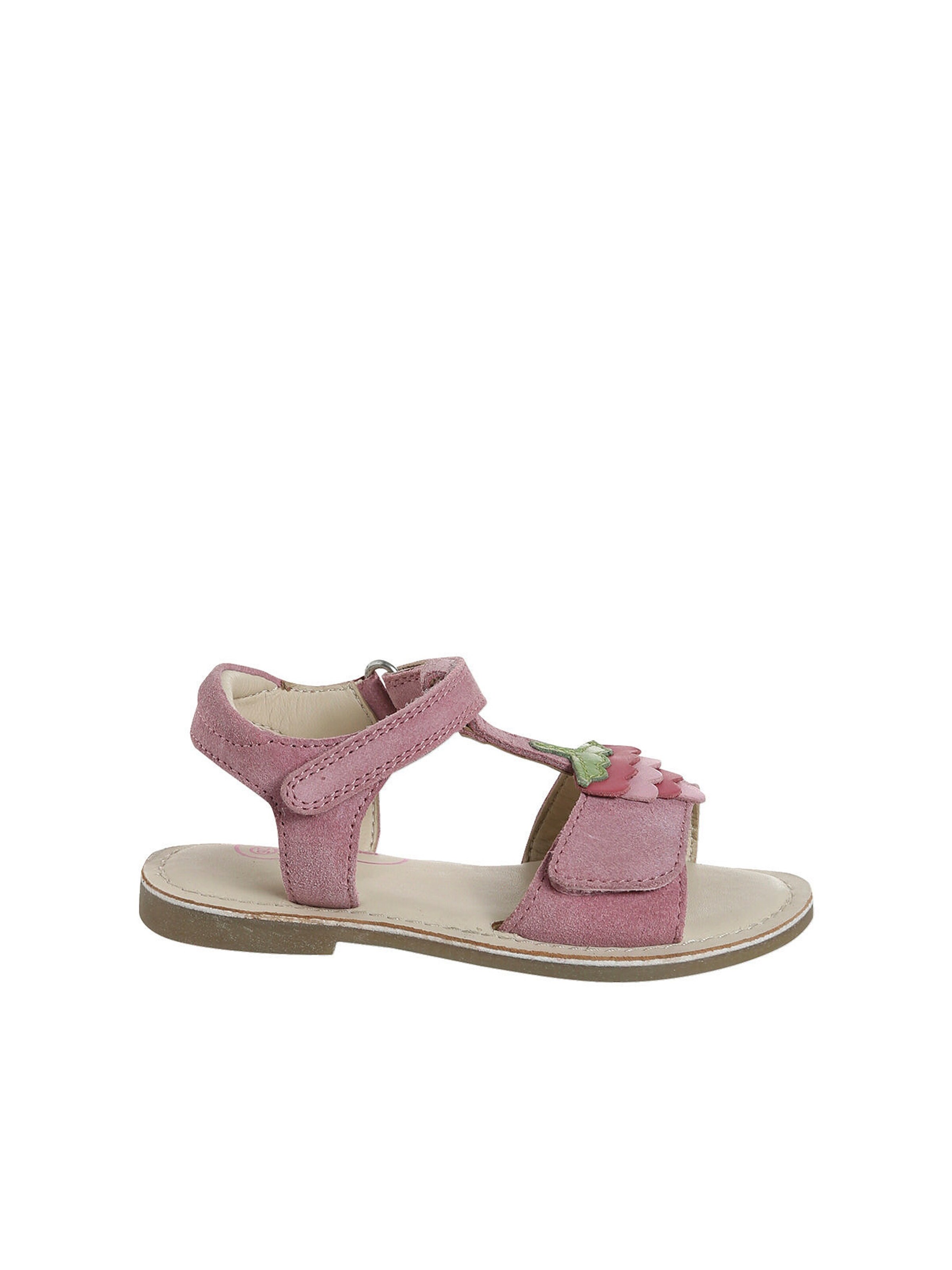 Vertbaudet Kinder Leder-Sandalen mit Klett und Anziehtrick himbeer