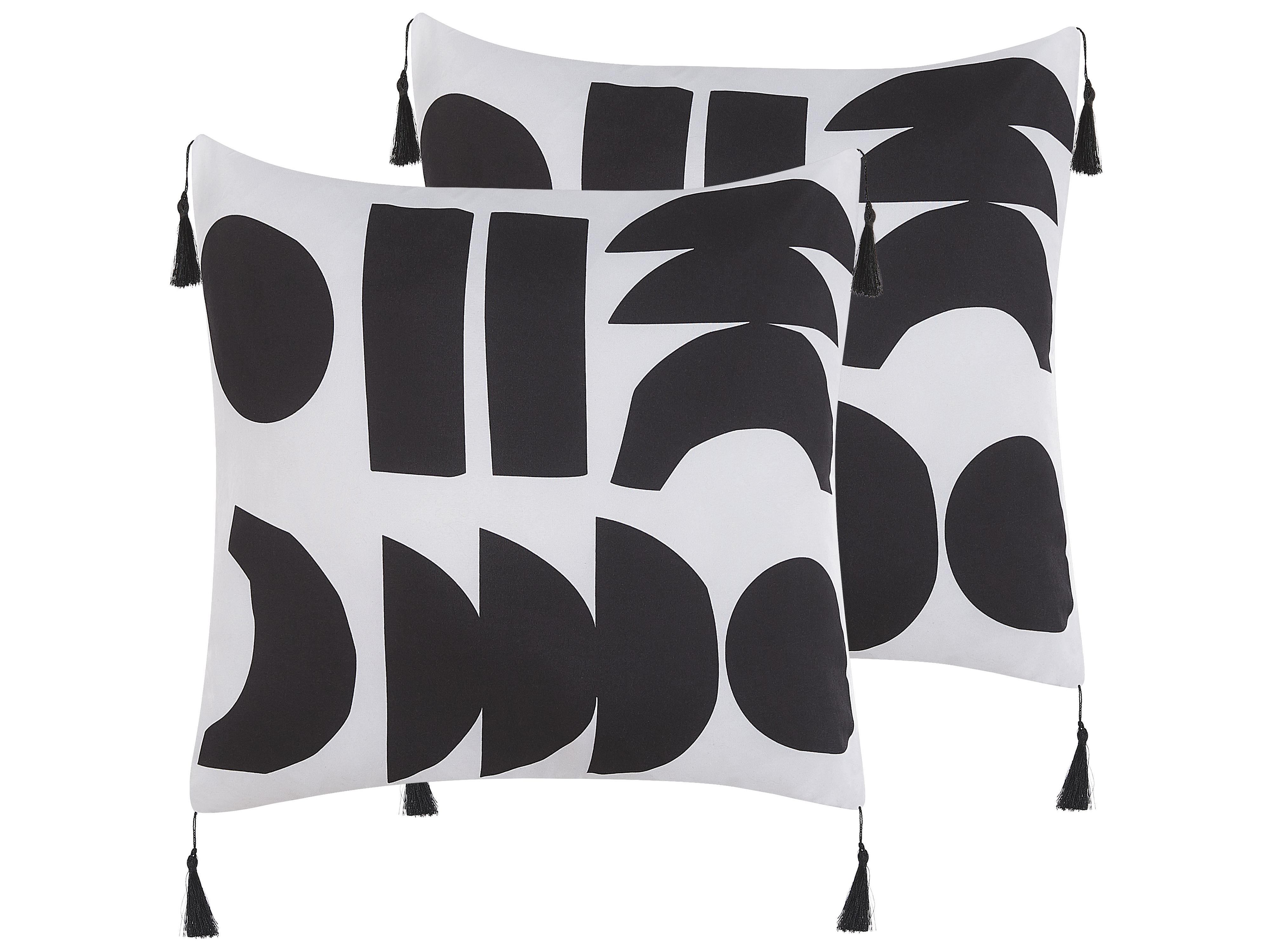 Set van 2 sierkussens LIRIOPE 45 x 45 cm Zwart/wit geometrisch patroon