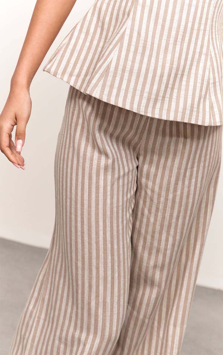 Moka Pantalon Tailleur En Lin À Rayures