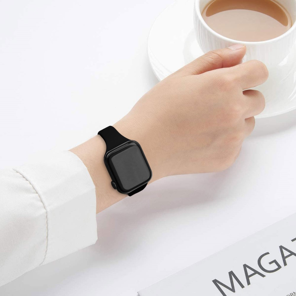 Apple Watch (40/38mm) Silikon Sport Armband (Gelenkumfang: 180mm) - Schwarz