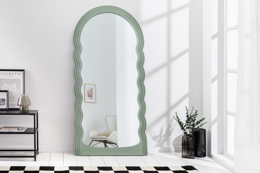 Design Wandspiegel WAVE 160cm salbeigrün