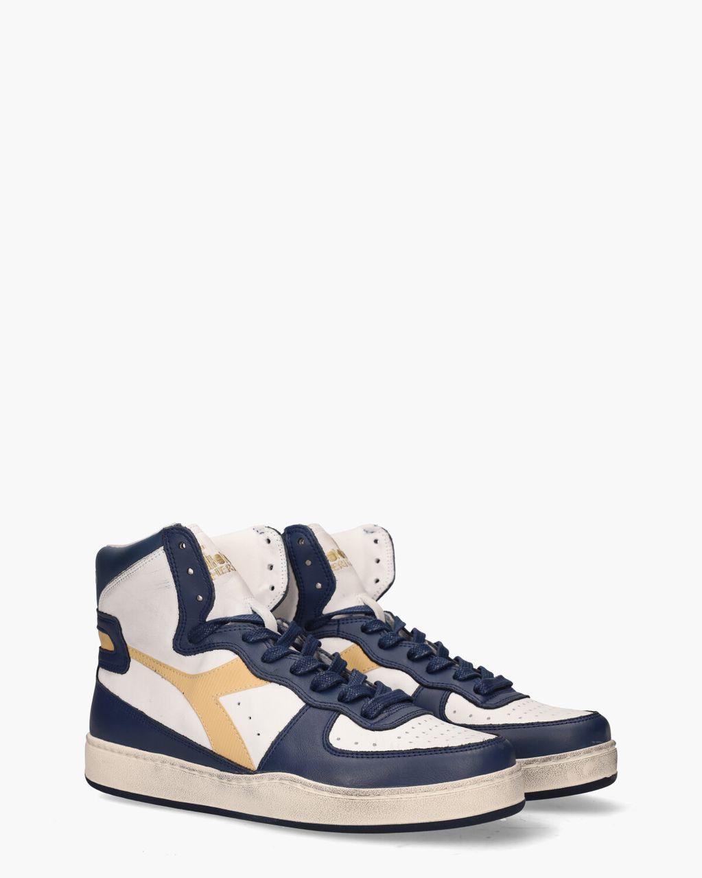 Diadora Heritage Mi Basket Used Wit/Blauw/Cognac Herensneakers