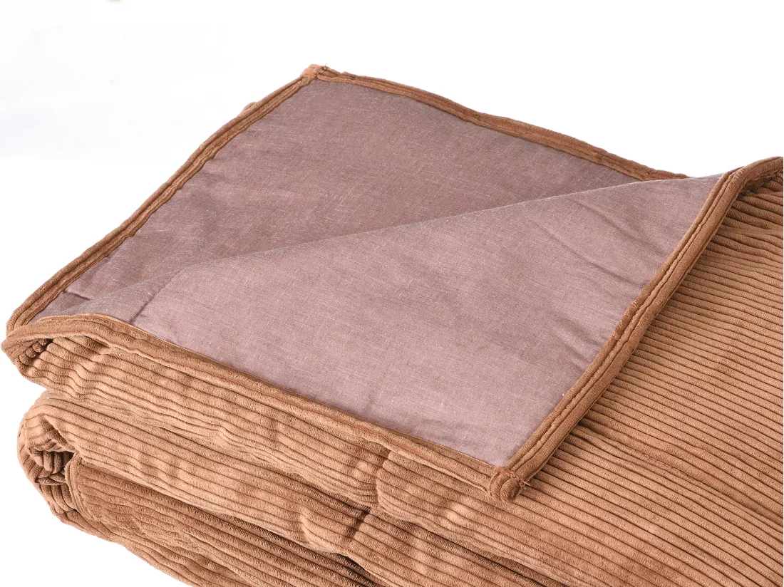 Couvre lit en velours côtelé - 125 x 225 cm - Terracotta - PRILIO
