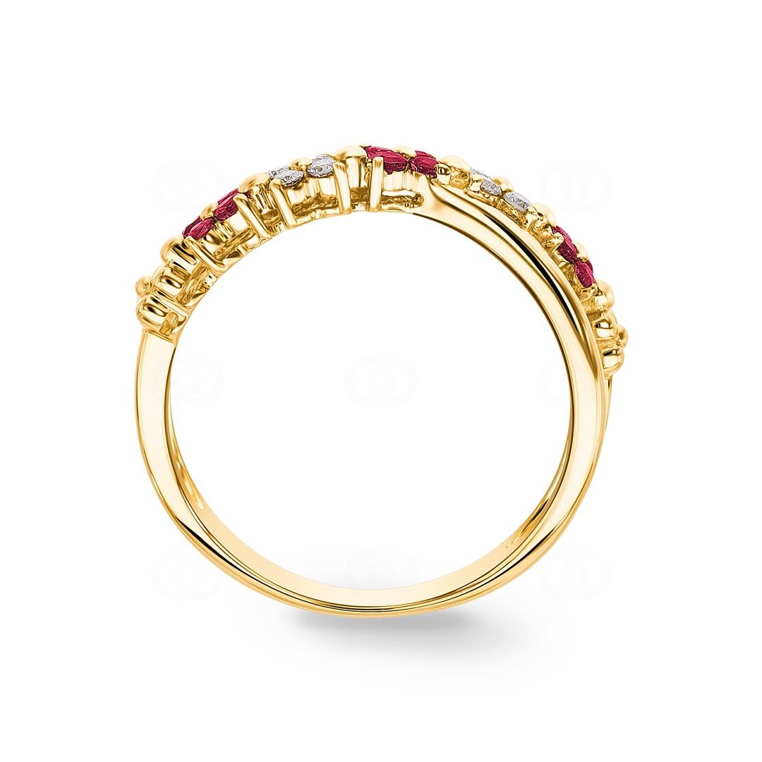 Ring 750/18 K Gelbgold mit Rubinen & Diamanten 0.11 ct H/si