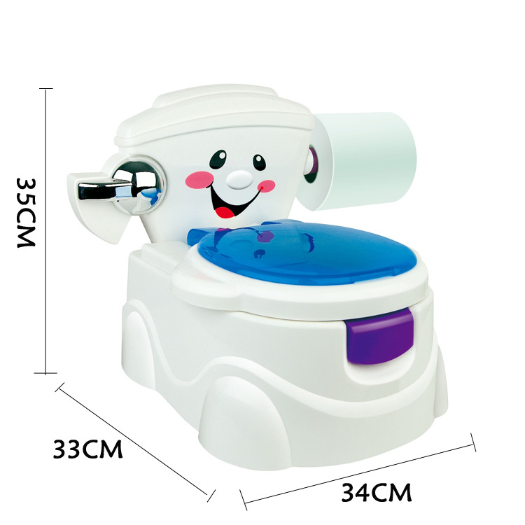 (34x33cm) Kinder Töpfchen Baby Toilette Topfstuhl mit Musik   WC Papier Halterung (Batteriebetrieben)