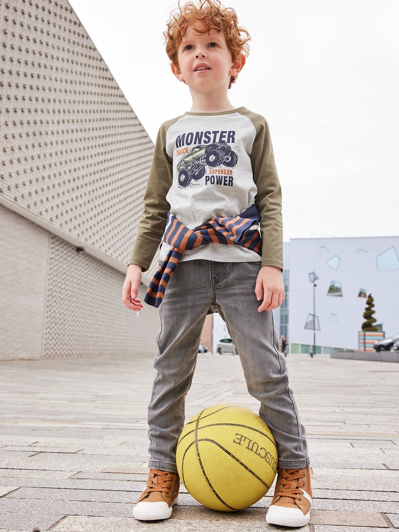 Calça jeans slim indestrutível para meninos, azul escuro liso