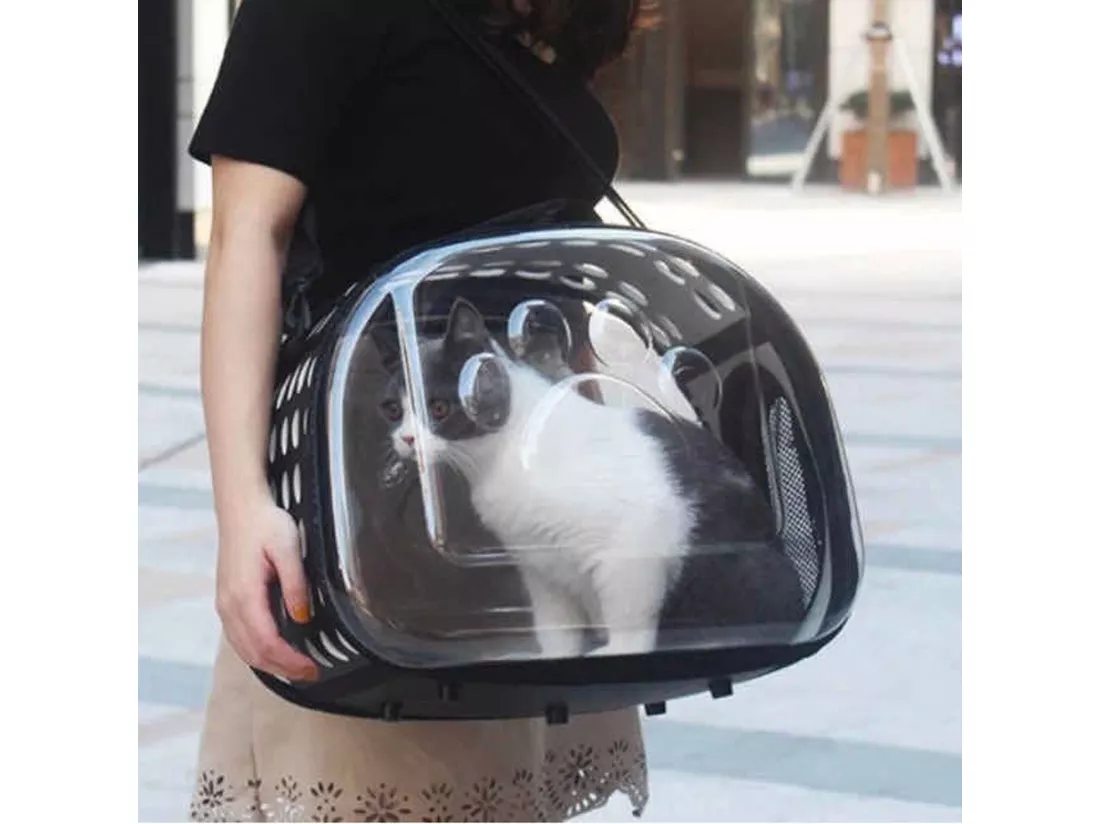 Sac de transport pour animaux en polyester noir 37x7,5x22cm