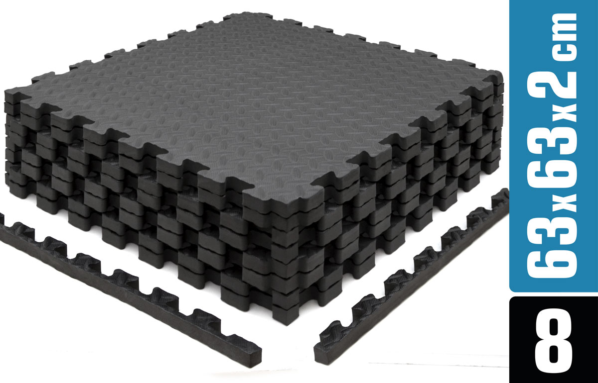 8 Bodenschutzmatten mit Rand - 63x63x2cm Fitness Bodenmatte