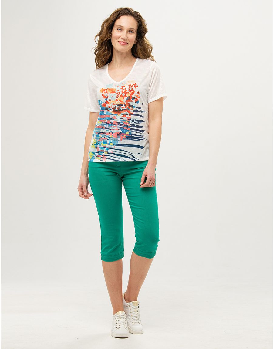 T-shirt écru col V