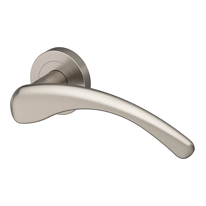 Ensemble poignée sur rosace rond à visser GoodHome Ruis effet nickel satin gris Ø50mm