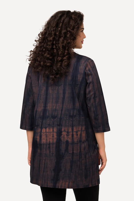 Longshirt, Batikdruck, A-Linie, V-Ausschnitt, 3/4-Arm