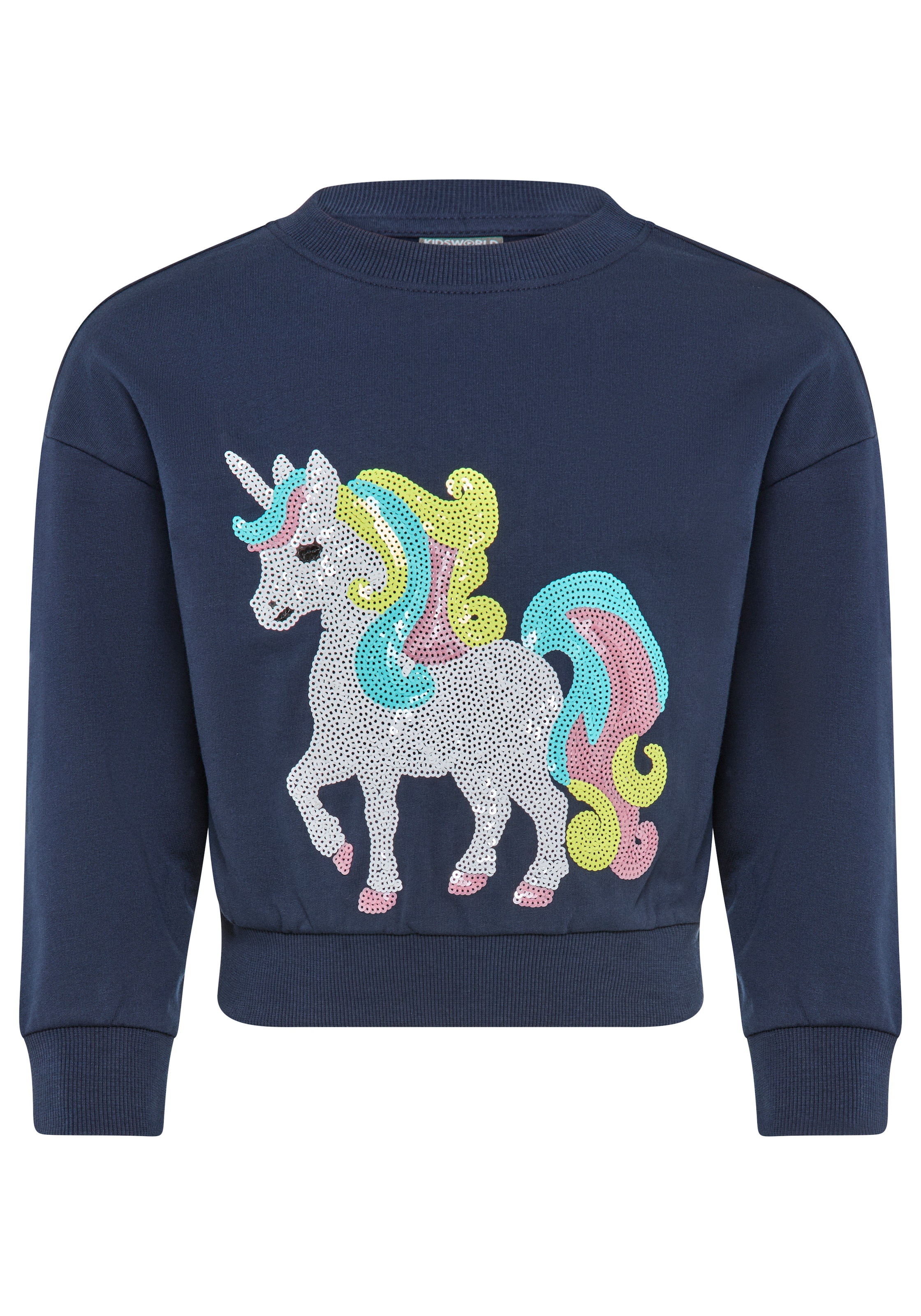 KIDSWORLD Sweatshirt »Einhorn-Applikation für kleine Mädchen«, Sweatshirt  mit schimmernden Pailletten-Applikationen