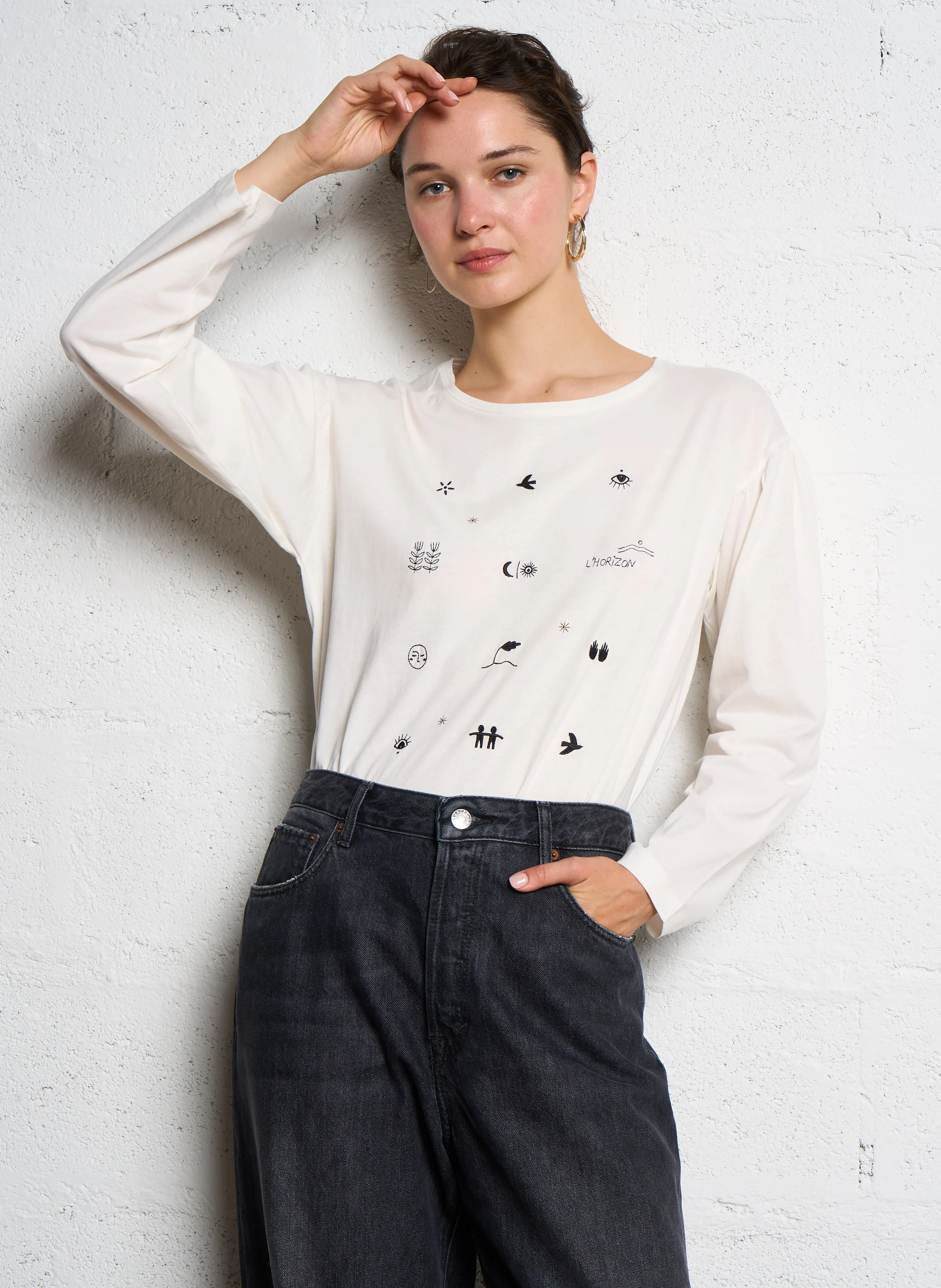 JANANA - Tee-shirt col rond en coton | Blanc