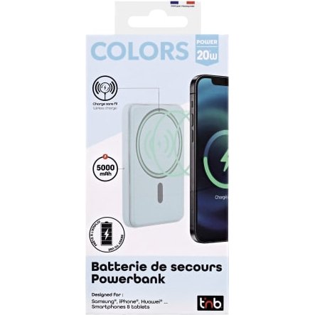 T'nB BUMAG5BL banque d'alimentation électrique 5000 mAh Recharge sans fil Bleu