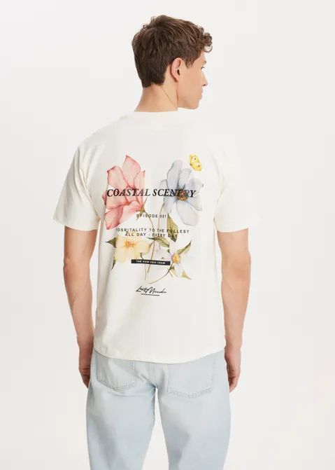 T-shirt met print coastal off-white (ECRU)