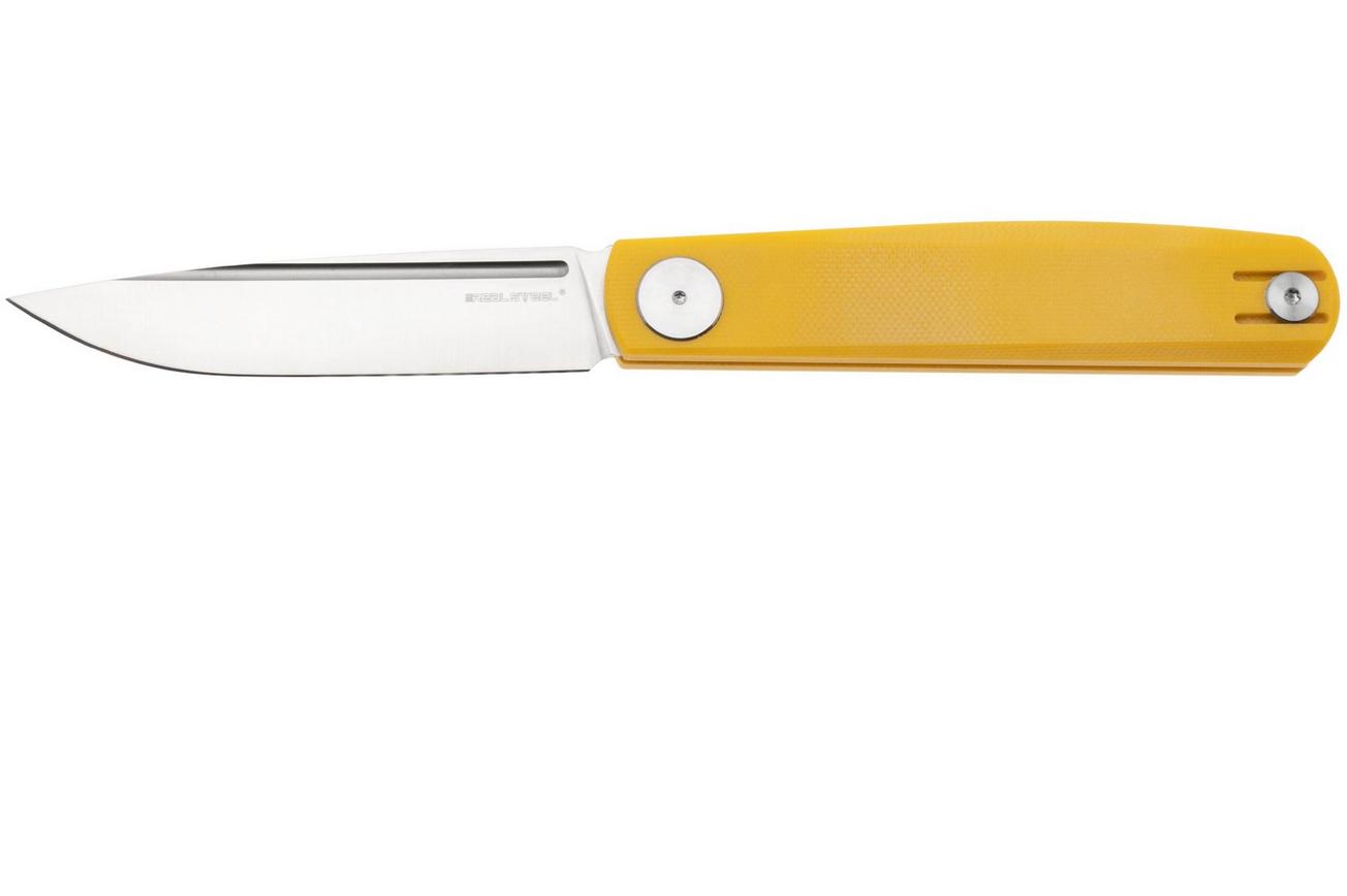 Real Steel G-Slip 7843S Satin VG10, Yellow G10, zakmes, Ostap Hel design