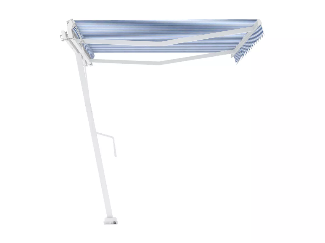 Auvent automatique sur pied 450x350 cm Bleu/Blanc