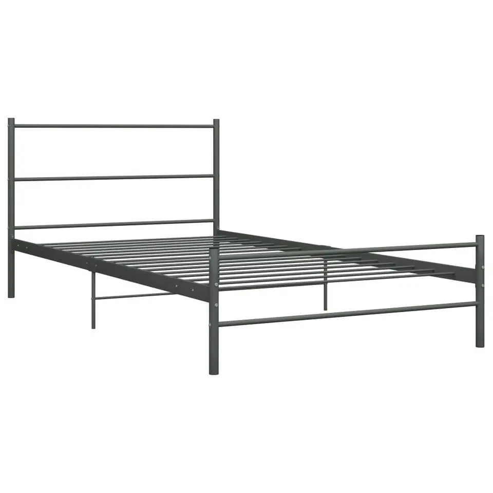 vidaXL - Bed frame met hoofdeinde - Grijs - Metaal - 90x200 cm
