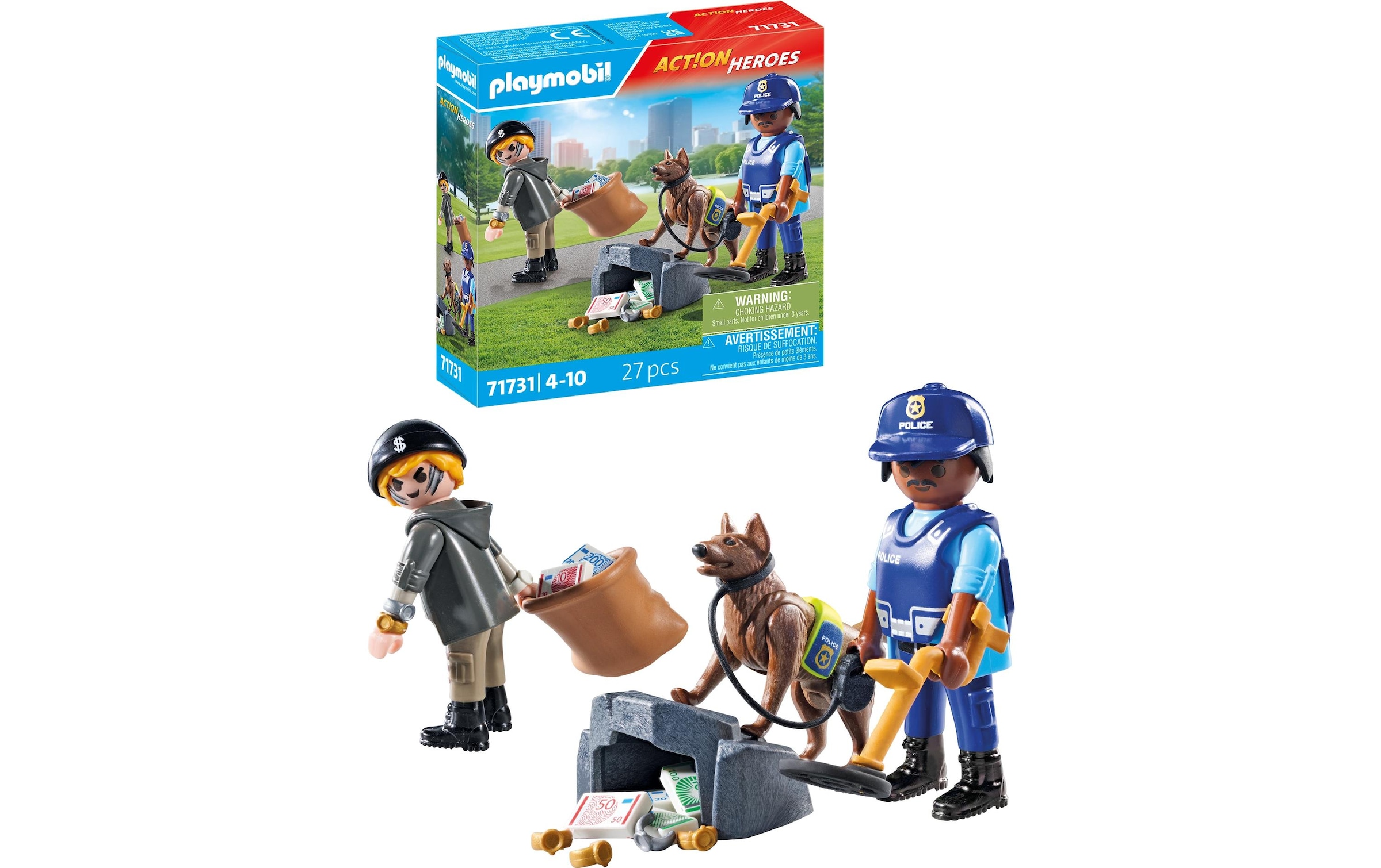 Playmobil® Konstruktions-Spielset »Action Heroes Spurensuche mit Hund 71731«